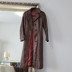 WOMENS REAL BROWN LEATHER COAT